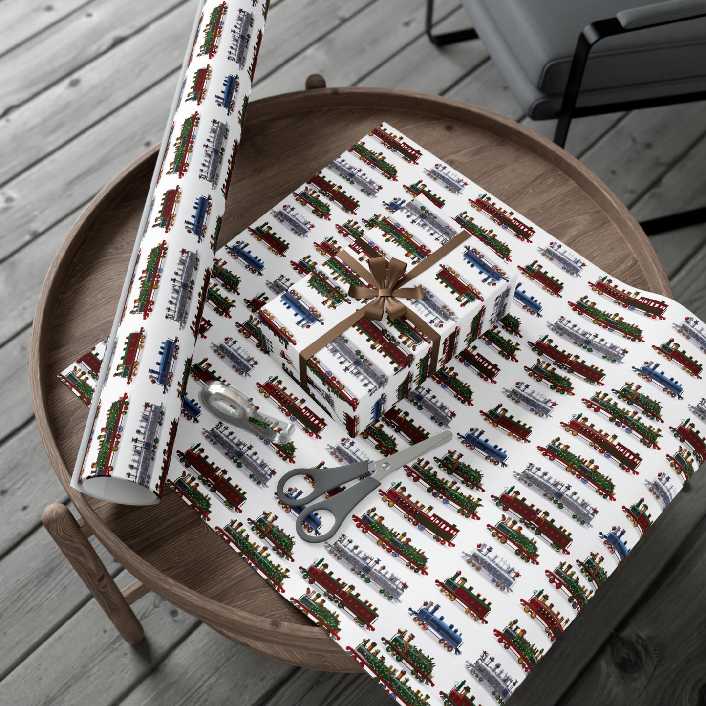 Christmas Trains Gift Wrap Papers