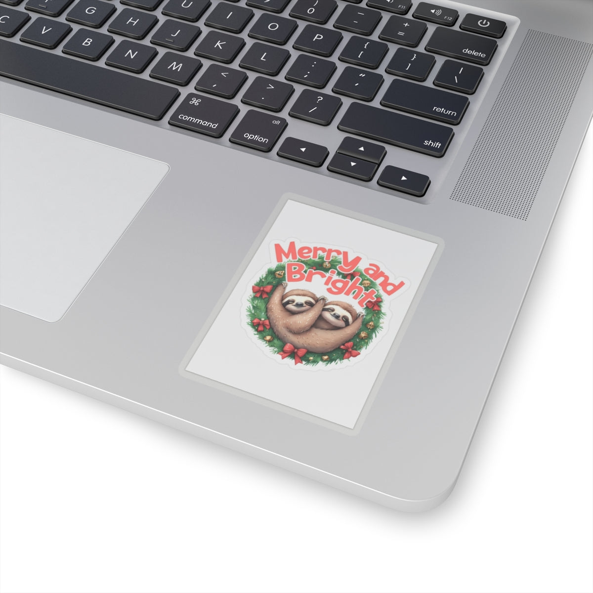 Merry and Bright Sloths in Wreath Kiss-Cut Stickers