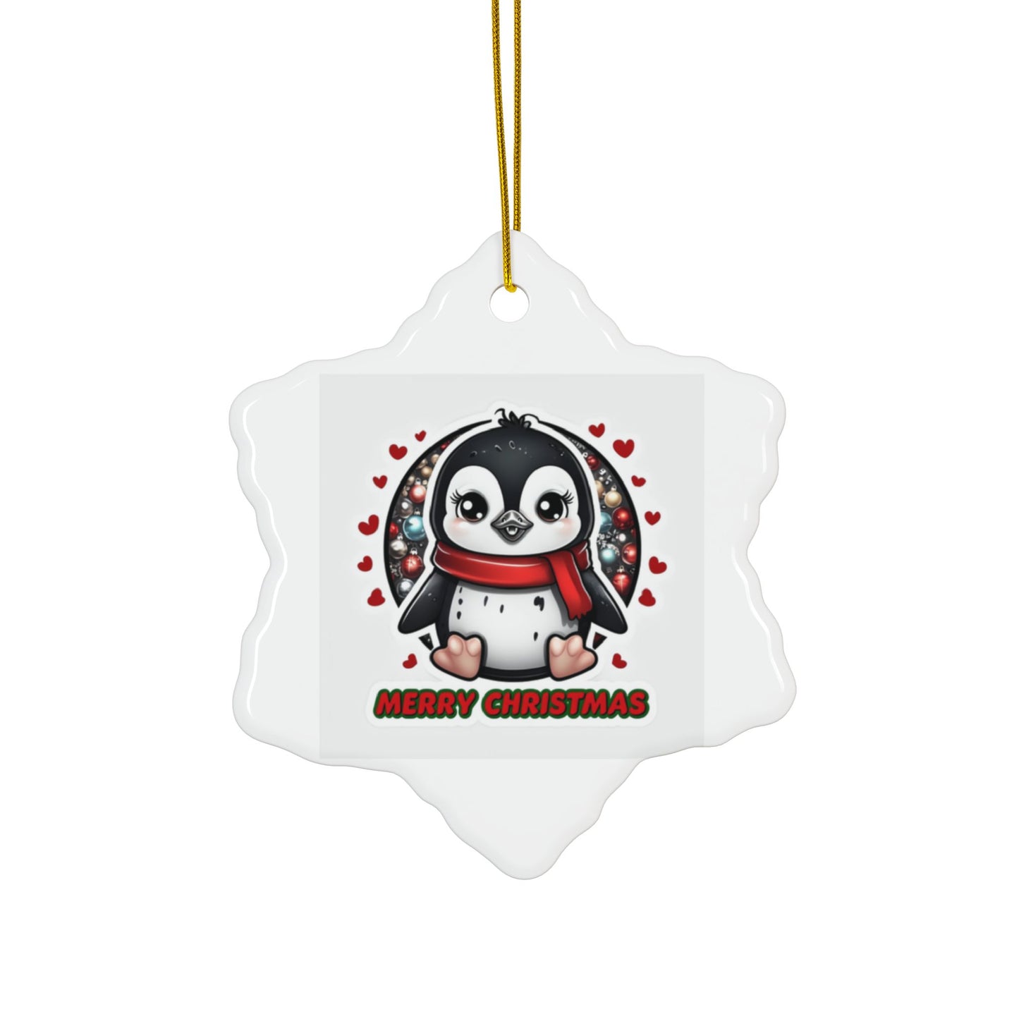 Penguin Christmas with Year Decorative Ceramic Ornaments, Double-Sided (1pc, 3pcs, 5pcs, 10pcs)