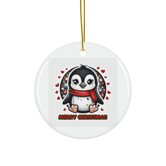 Penguin Christmas with Year Decorative Ceramic Ornaments, Double-Sided (1pc, 3pcs, 5pcs, 10pcs)