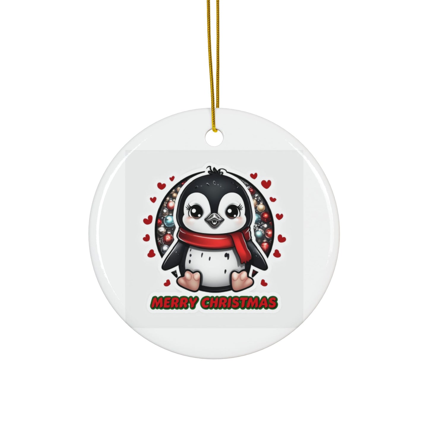 Penguin Christmas with Year Decorative Ceramic Ornaments, Double-Sided (1pc, 3pcs, 5pcs, 10pcs)